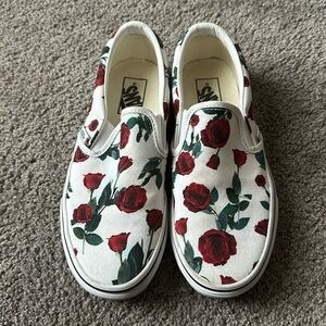 Rose pattern Vans slip ons
